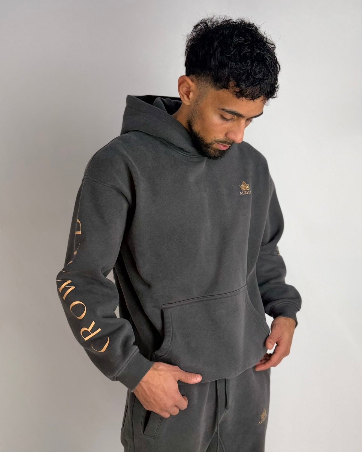 Crowned Heritage Hoodie - Deep Slate Grey